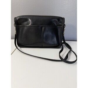 Rare Vtg Coach Black Leather Multi compartment Crossbody Bag 7172 Purse Handbag